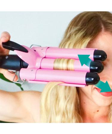 TOP4EVER 25mm Barrel Curling Iron Hair Crimper - Professional 1 inch Hair Curling Wand with Two Temp Controls - Fast Heating Portable Pink Crimpers for Hair Waves - Buy Online on GoSupps.com