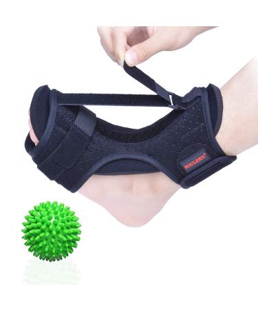 Plantar Fasciitis Night Splint Drop Foot Orthotic Brace,Improved Dorsal Night Splint for Effective Relief from Plantar Fasciitis, Achilles Tendonitis, Heel and Ankle Pain with Hard Spiky Massage Ball