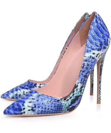 Elisabet Tang Women's Blue Snakeskin High Heel Pumps - 4.7 inch Stiletto Heels - Buy Online on GoSupps.com