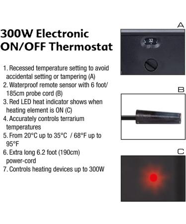 Exo Terra 300W Thermostat - Precision Temperature Control for Terrariums | Ideal for Substrate Heating Cables & Ceramic Heaters - Buy Online on GoSupps.com