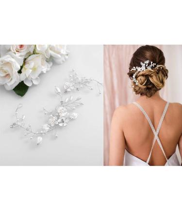 Bridal Jewelry | IYOU Silver Pearl Wedding Hair Vine & Floral Headband | Hair Accessories for Women & Girls - Buy Online on GoSupps.com