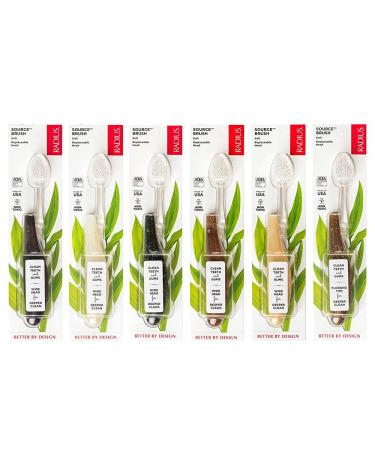 RADIUS Toothbrush Source Floss Brush BPA Free & ADA Accepted Improve Gum Health & Reduce Gum Issues - Soft - Assorted Colors - Pack of 6