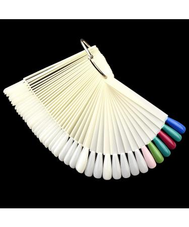 2 Sets Coffin Ballerina Fan Shape Nail Art Tips Display with Metal Split Ring Holder - NT082 (Natural) - Buy Online on GoSupps.com