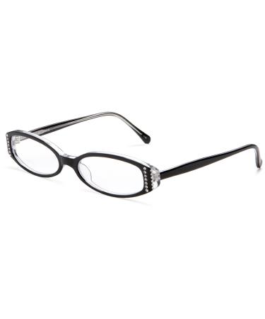Women's Madison Reading Glasses 0 mm Jet Rhinestone Frame/Clear Lens 1 x