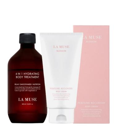 LA MUSE 4-in-1 Body Treatment & Body Cream(Blossom) | Exfoliating and Massaging Oil with Hydrating Body Cream | For Smooth, Nourished, and Revitalized Skin | Complete Relaxing Body Care Routine