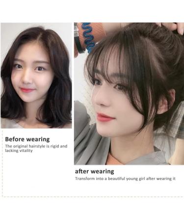 Clip On Bangs Bangs Hair Clip in Bangs Hair Extensions Dark Brown Wispy Bangs Clip on Air Bangs for Women Fringe with Temples Hairpieces Curved Bangs for Daily Wear - Buy Online on GoSupps.com