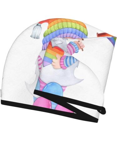 Quick Dry Hair Towel Wrap with Button - LGBT Gnomes Design | Hair Drying Turban for Fast Results - Buy Online on GoSupps.com