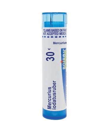 Boiron Mercurius Iodatus Ruber 30C Md 80 Pellets for Minor Sore Throat on The Left Side and Coated Tongue