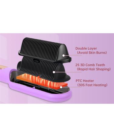 Buy Negative Ionic Hair Straightener Brush - 9 Temp Settings Fast Heating Anti-Scald - Perfect Hair Straightening Comb (Purple) - International Shipping Available - Buy Online on GoSupps.com