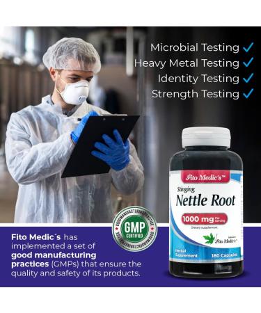 FITO MEDIC'S Lab Stinging Nettle Root 180 Capsules - 1000mg Pure Extract - Ortiga Supplement - Buy Online on GoSupps.com