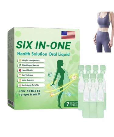2025 New Six-in-One Oral Solution Six-in-One Health Solution Oral Liquid - Promote Intestinal Digestio Natural Slim Supplement Oral Drops for Women and Men (1 BOX)