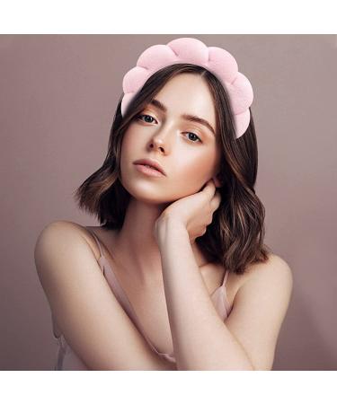 Women's Spa Terry Cloth Headband for Face Wash, Makeup Removal, Shower - Soft & Absorbent Croissant Style in Pink - Buy Online on GoSupps.com