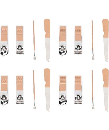 4 Set Nail Clippers Beauty Tools Stainless Steel Ear Spoons Nail Files Grooming Manicure Set with Pink PU Storage Bags - Buy Online on GoSupps.com