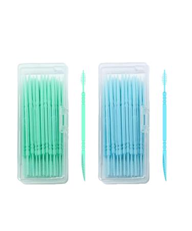 Toothpicks Tooth Picks Flossers with Bristles Double-Side Dental Picks Plastic Toothpicks Disposable Portable Package(40 Count 2Pack)