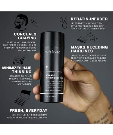 The Rich Barber NHance 3-in-1 Hair Fibers Applicator Set - Natural Hair Thickening Spray for Hairlines & Beards (Black) - Buy Online on GoSupps.com