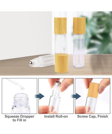 10ml Glass Roll On Bottles - 10 Pack Essential Oil & Perfume Roller Bottles with Stainless Steel Roller Ball & Bamboo Lids | International Shipping - Buy Online on GoSupps.com