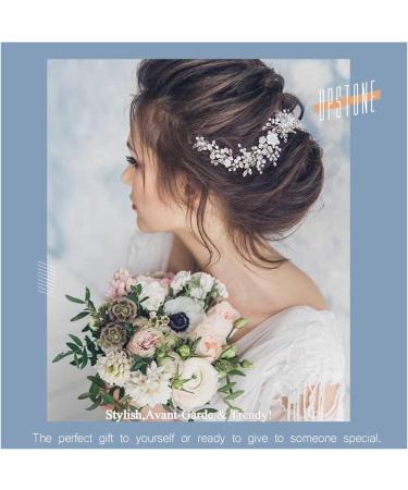 Ushiny Wedding Flower Hair Vines Silver Crystal Headband Pearl Headpieces Rhinestone Bridal Hair Accessories for Women and Girls - Buy Online on GoSupps.com