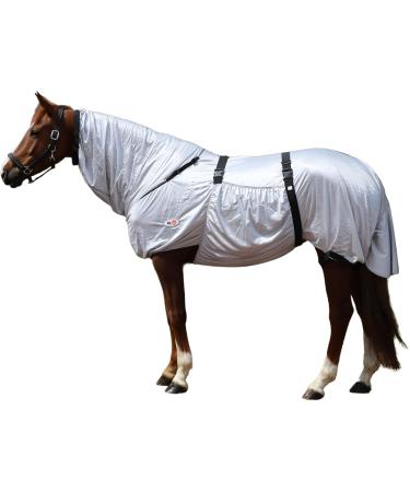 RL24 Eczema Ceiling for Horses - Silver Gray 125cm | Insect Protection Fine-Meshed Double Front Closure Neck & Abdomen Coverage - Buy Online on GoSupps.com