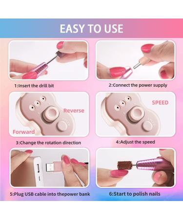 RedFlow Electric Nail Drill Kit with 6 Nail Drill Bits - Professional Compact Nail Drill Machine for Exfoliating Acrylic Nails - Purple - Buy Online on GoSupps.com