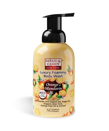 Bryan & Candy Orange & Mandarin Luxury Foaming Body Wash With Pentavitin Pro Vit B5 Argan Oil Aloe Vera Orange Peel Oil & Extract Skin Friendly Ph 5.5 All Skin Types 400 Ml