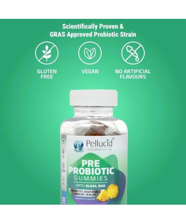 YANG Pre Probiotic Gummies with Algal DHA for Men & Women Promotes Digestive & Immune Health Pineapple Flavour 30 Gummies - Buy Online on GoSupps.com