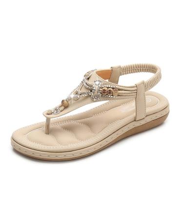 Summer Shoes Women Sandals Bohemian Flat Sandals Chaussures Femme Flip Flops Low Heel Thongs Sandals (Size: 6.5 Code) B 6code