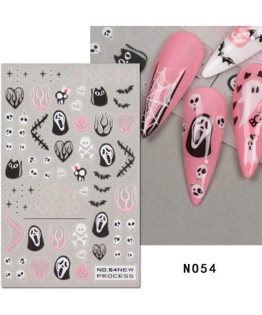 Halloween Nail Stickers 6 Sheets Self-Adhesive Nail Decal Ghost Skull Witch Spider Nail Art Decoration Design Supplies - Buy Online on GoSupps.com