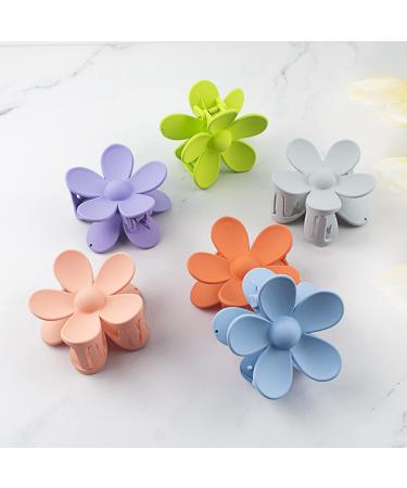 Big Flower Hair Clips for Women Girls - 3 Inch Large Hair Claw Clips for Thick Hair - Non Slip Fashion Barrettes - Pack of 6 Colors - Buy Online on GoSupps.com
