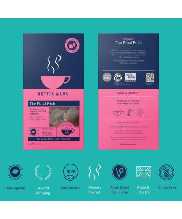 HOTTEA MAMA Organic Raspberry Leaf & Peppermint Blend Tea for Pregnancy | Caffeine Free Herbal Tea | 14 Biodegradable Pyramid Bags - Buy Online on GoSupps.com