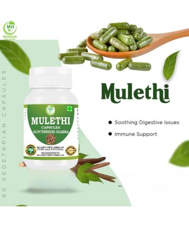 Morsan Healthcare Mulethi Capsules | Pure Licorice Root Extract | Herbal Supplement for Wellness & Digestion | Natural & Vegan Capsules | Pack of 2 - Buy Online on GoSupps.com