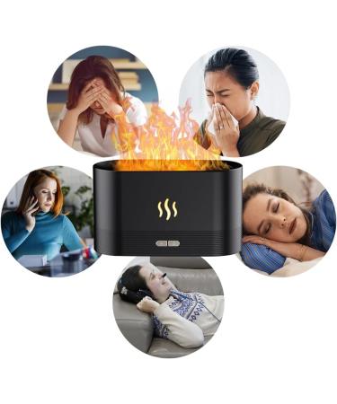 Dasiauto Aroma Diffuser with Flame Effect Light - Essential Oils & Humidifier for Home Office Yoga | Automatic Shutdown & Low Noise - Black - Buy Online on GoSupps.com