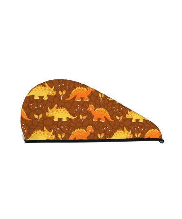 Dinosaurs and Leaves Microfiber Hair Towel Soft Super Absorbent Hair Towel Wrap for Women Coral Velvet Quick Dry Hair Cap for Long Curly and Thick Hair