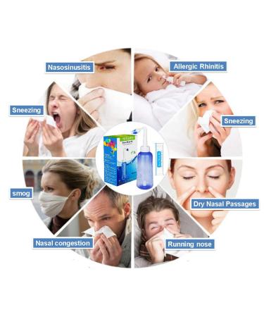 Nasal Douche Set | 40x Nose Rinsing Salt | Nasal Spray Bottle & Attachments for Adults & Kids | Effective Cold & Allergy Relief - Buy Online on GoSupps.com
