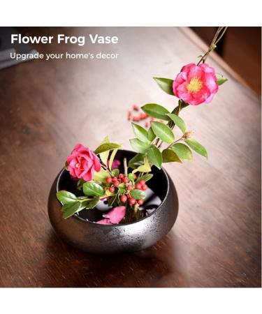 Homaisson Japanese Ikebana Kit - Ceramic Flower Vase & Frog Holder Set - Buy Online on GoSupps.com