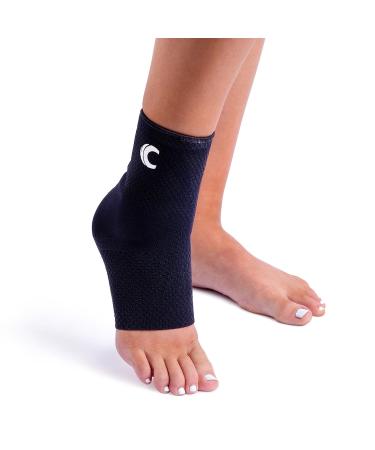Cannon Sports Ankle Brace Compression Sleeve for Achilles Tendonitis Plantar Fasciitis Joint Pain Relief Socks (Pair) (Black Medium) Medium Black