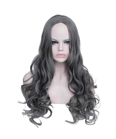 Buy Long Grey Wavy Synthetic Wig for Women | 50s 60s 70s 80s Brazilian Cosplay Hair - International Shipping Available - Buy Online on GoSupps.com