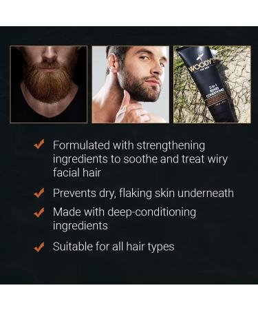 Woody's 2-in-1 Beard Conditioner | Softens Dry, Coarse Facial Hair | Vitamin E, Panthenol & Matrixyl | 4 fl oz - Buy Online on GoSupps.com
