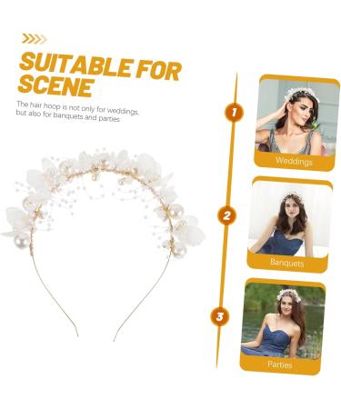 VINTORKY Flower Girl Headband Elegant Girl Headband Pearl Headbands Headband with Pearl Headbands for Headbands for Women Pearl Flower Headband Bridal Dress Accessories Woman Alloy - Buy Online on GoSupps.com