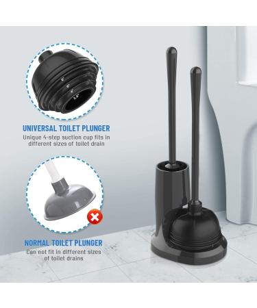 Uptronic Toilet Plunger & Brush Set with Holder - 2-in-1 Bathroom Cleaning Combo (Black) | Heavy Duty Bowl Brush with Modern Caddy Stand - Buy Online on GoSupps.com