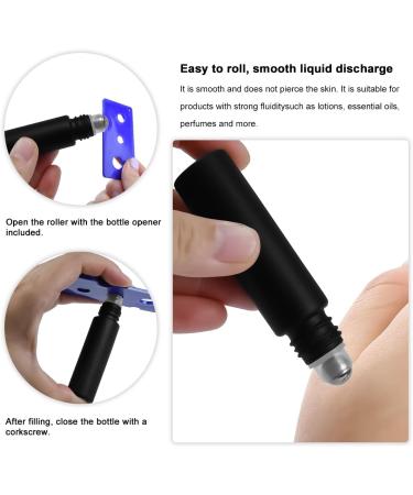 10pcs Black Frosted Glass Essential Oil Roller Bottles with Stainless Steel Roller Balls - 10ml Empty Perfume Bottles (Black) - Buy Online on GoSupps.com