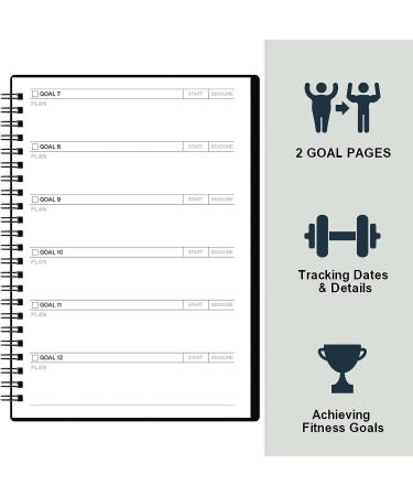 Fitness Journal - Workout Journal/Planner 8.3" x 6.3"  Fitness Planner to Track Workout Process  178 Pages with PP Cover + 2 Goals/Note Pages+ Twin-wire Binding Black - Buy Online on GoSupps.com