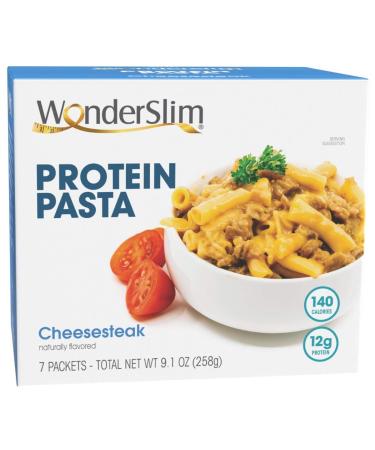 WonderSlim Protein Pasta Cheese Steak Macaroni - 2.5g Fat 140 Calories 12g Protein (7ct) Cheese Steak Macaroni 7 Count (Pack of 1) - Buy Online on GoSupps.com