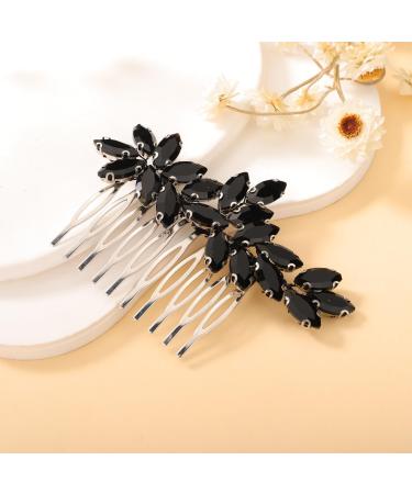 Kercisbeauty Vintage Black Rhinestones Hair Comb Side Headpiece for Wedding Brides Women Girls Halloween Gothic Jewelry - Buy Online on GoSupps.com