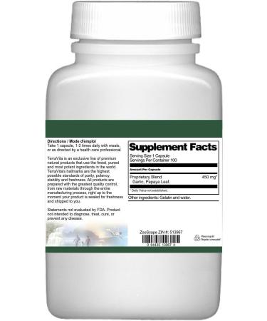 Garlic and Papaya Formula - 450 mg (100 Capsules ZIN: 513967) - Buy Online on GoSupps.com