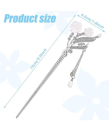 Vintage Rhinestone Pearl Flower Hair Stick Set - 6 Pieces | Chinese Hair Chopsticks with Tassel | Chignon Pin for Women | Hair Accessories for Girls (Chic Style) - Buy Online on GoSupps.com