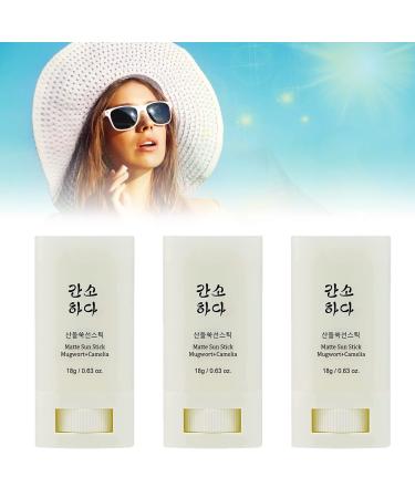 Matte Sun Stick Sunscreen Stick Moisturizing Sunscreen Mugwort + Camelia Relief Sun Sunscreen SPF50 Sun Cream Effectively Protect for All Skin Types 3PCS