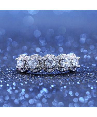 GUIDECUN CZ Crystal Diamond Halo Eternity Wedding Band, Gold Plated Cubic Zirconia Ring for Women - Size 9 - Buy Online on GoSupps.com