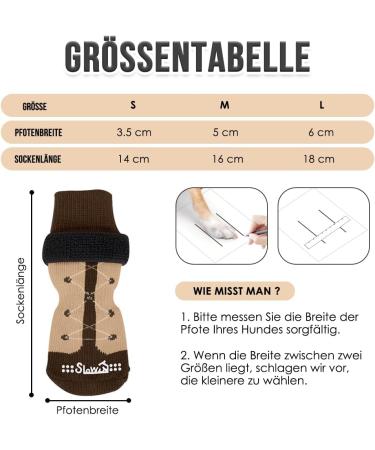 Eyein Double-Sided Anti-Slip Dog Socks - 3 Pairs of Soft Adjustable Velcro Paw Protection for Hardwood Floors - Brown Size M - Buy Online on GoSupps.com