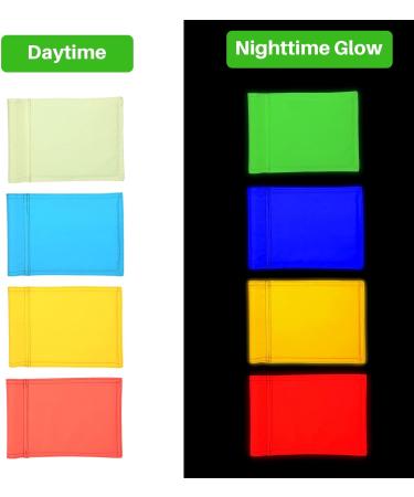 KINGTOP Double Sided Glow Golf Flag 4-Pack - 8x6 Inch Putting Green Flags for Yard - Glow-in-the-dark Novelty Backyard Target Flag with Tube Insert - Mini Pin Flag Set - Buy Online on GoSupps.com