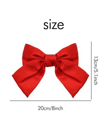 12-Pack Large Oversized Satin Hair Bows French Barrettes Clips - White Red Yellow Blue Black Hair Bow Ribbon Accessories for Women - Buy Online on GoSupps.com